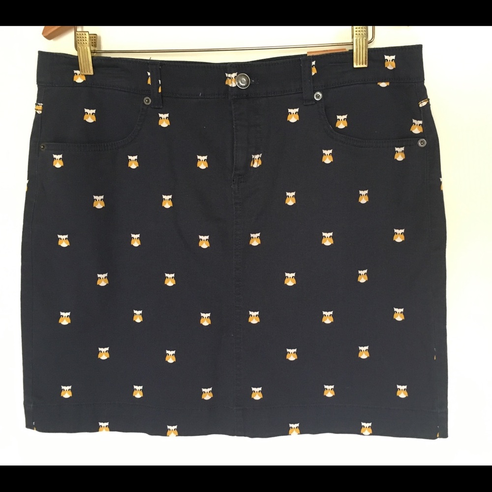 G.H.Bass Women's OWL PRINT Navy Blue Mini Skirt-10